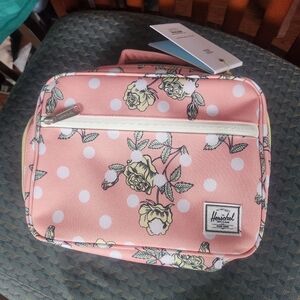 Herschel Pink Floral Polka Dot Bag Peony discontinued New With Tags Lunchbox